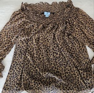 Cece Brand Leopard Print Off-Shoulder Top. In Great Condition.